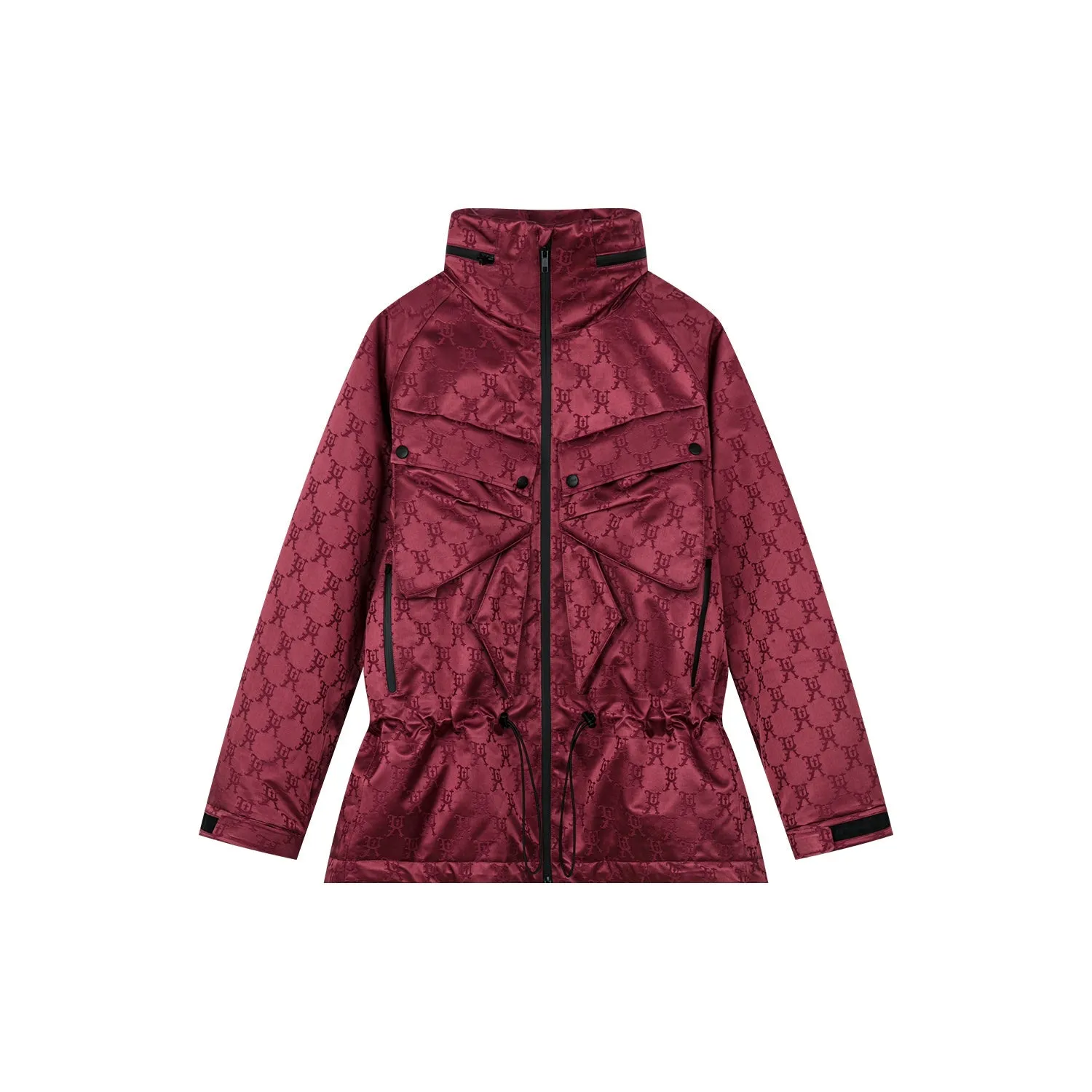 Bow satin jacquard functional puffer